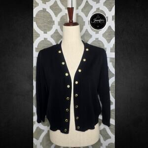 Ronni Nicole Black with Gold Grommet Open Cardigan Size Large